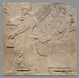 Painel em relevo de um guardião e de um eunuco, c. 883-59 a.C.